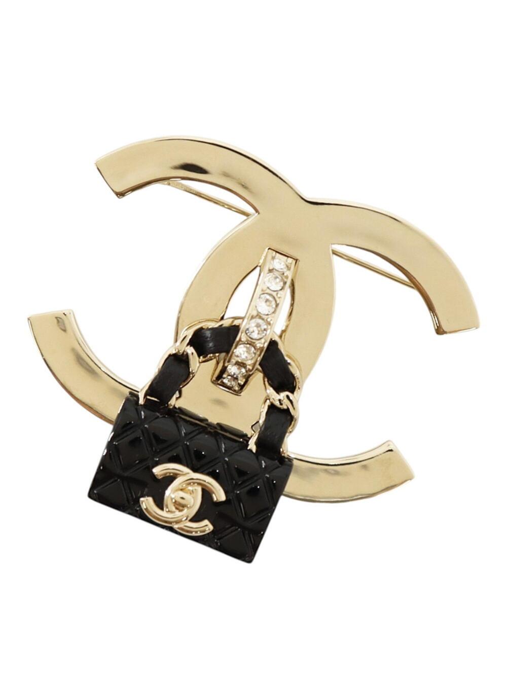 Chanel Cc Logo Brooch Gold-Tone Metal #371306C11B